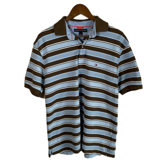 Tommy Hilfiger Other - *Tommy Hilfiger | Striped Men's Polo Shirt | Blue & Brown | Size M